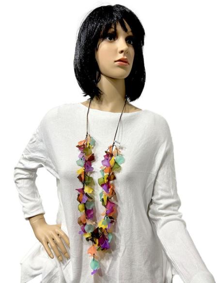 COLLARES LARGOS ORIGINALES CON PETALOS MULTICOLOR QUE ADEMAS NO PESA