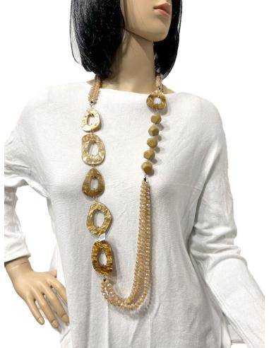 COLLARES ORIGINALES BEIGE DORADO CON EL QUE MARCAN ESTILAZO