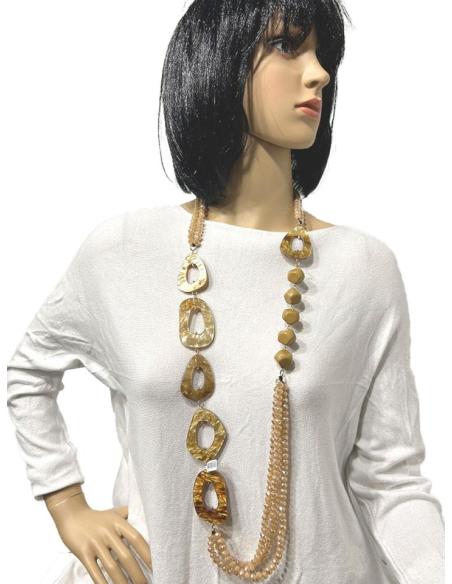 COLLARES ORIGINALES BEIGE DORADO CON EL QUE MARCAN ESTILAZO