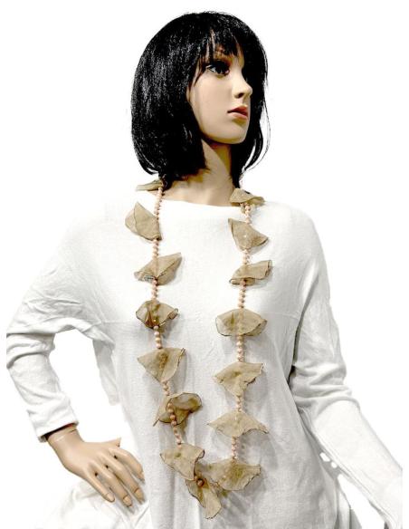 COLLARES BEIGE LARGOS BONITOS PARA LLEVAR LARGO O CORTO