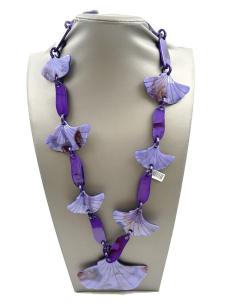COLLARES MORADOS LARGOS DE ESLABONES Y HOJAS GINKGO BILOBA