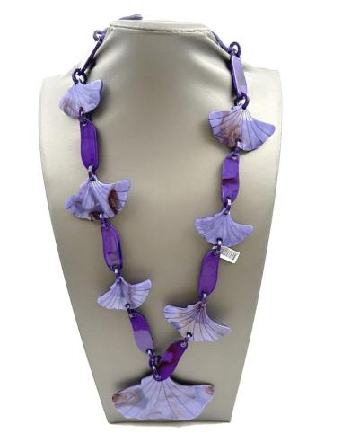 COLLARES MORADOS LARGOS DE ESLABONES Y HOJAS GINKGO BILOBA