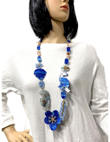 COLLARES AZULONES LARGOS CON LEOPARDOS MUY ORIGINALES
