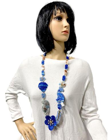 COLLARES AZULONES LARGOS CON LEOPARDOS MUY ORIGINALES