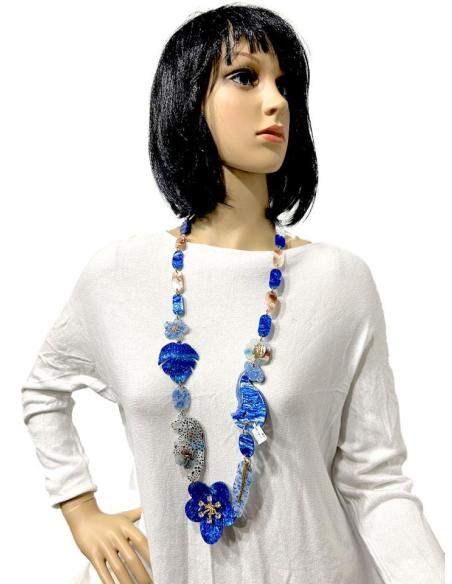 COLLARES AZULONES LARGOS CON LEOPARDOS MUY ORIGINALES