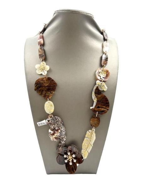 COLLARES MARRONES TONO CAREY CON BONITOS LEOPARDOS