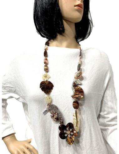 COLLARES MARRONES TONO CAREY CON BONITOS LEOPARDOS