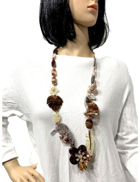 COLLARES MARRONES TONO CAREY CON BONITOS LEOPARDOS