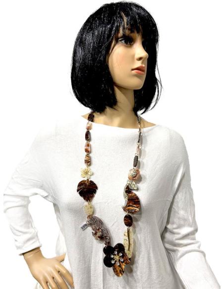 COLLARES MARRONES TONO CAREY CON BONITOS LEOPARDOS