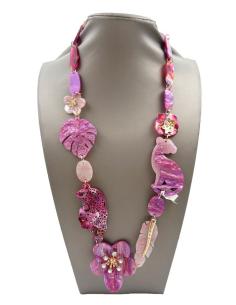 COLLARES FUCSIAS Y MORADOS CON DETALLE ORIGINAL DE LEOPARDOS