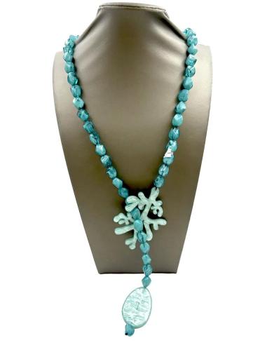 COLLARES VERDE MAR LARGOS CON RAMITA DE CORAL MUY VISTOSOS