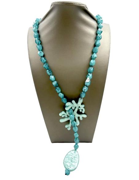 COLLARES VERDE MAR LARGOS CON RAMITA DE CORAL MUY VISTOSOS