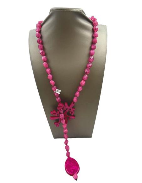 COLLARES FUCSIAS LARGOS CON RAMITA DE CORAL MUY VISTOSOS