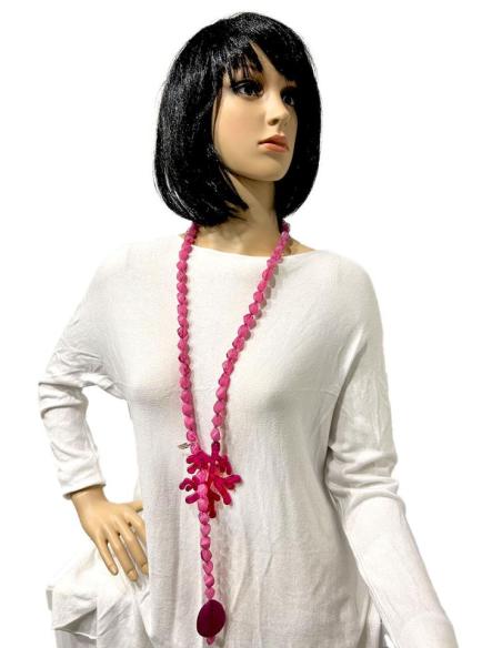 COLLARES FUCSIAS LARGOS CON RAMITA DE CORAL MUY VISTOSOS