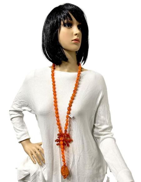 COLLARES NARANJAS LARGOS CON RAMITA DE CORAL MUY VISTOSOS