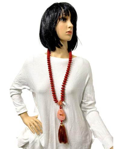 COLLARES ROJOS LARGOS TIPO ROSARIO PARA CREAR UN LOOK UNICO