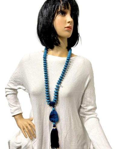 COLLARES AZULES LARGOS TIPO ROSARIO TRIBAL INSPIRACION AFRICA