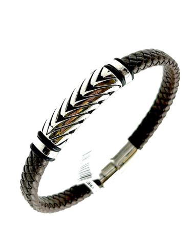 PULSERAS MARRONES CON TRENZA EN ACERO LINEA ACTUAL PARA HOMBRE