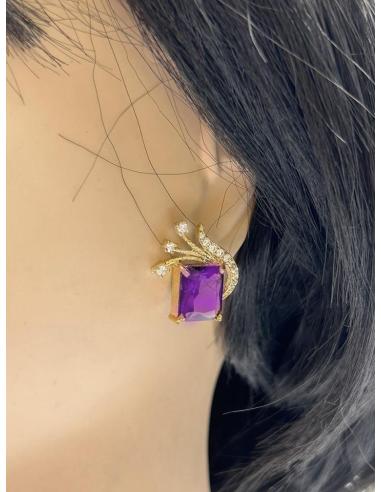 PENDIENTES PEQUEÑOS MORADOS ESPECIAL MADRINAS DE BODAS