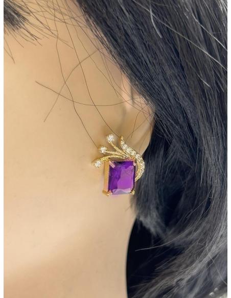 PENDIENTES PEQUEÑOS MORADOS ESPECIAL MADRINAS DE BODAS