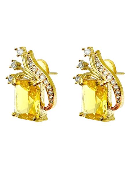 PENDIENTES PEQUEÑOS AMARILLOS CITRINO PARA BODAS Y EVENTOS