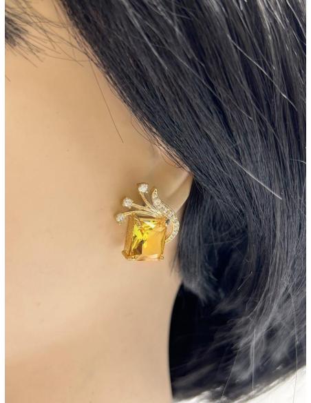 PENDIENTES PEQUEÑOS AMARILLOS CITRINO PARA BODAS Y EVENTOS
