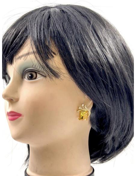 PENDIENTES PEQUEÑOS AMARILLOS CITRINO PARA BODAS Y EVENTOS