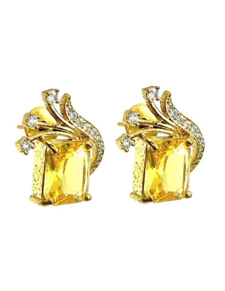 PENDIENTES PEQUEÑOS AMARILLOS CITRINO PARA BODAS Y EVENTOS