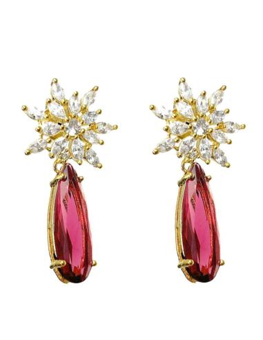 PENDIENTES LARGOS FUCSIAS RUBI CON BOTON PEDRERIA ESPECIAL MADRINAS