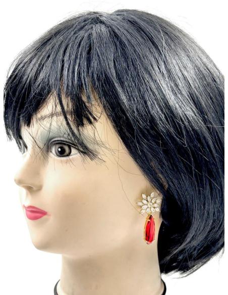 PENDIENTES LARGOS FUCSIAS RUBI CON BOTON PEDRERIA ESPECIAL MADRINAS