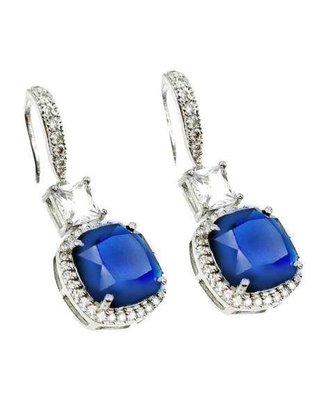 PENDIENTES BODA AZULONES LARGOS CON PEDRERIA JOYERIA CLASICA