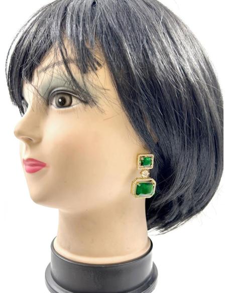 PENDIENTES LARGOS BODA VERDES ESMERALDA INSPIRACION JOYAS ART DECO