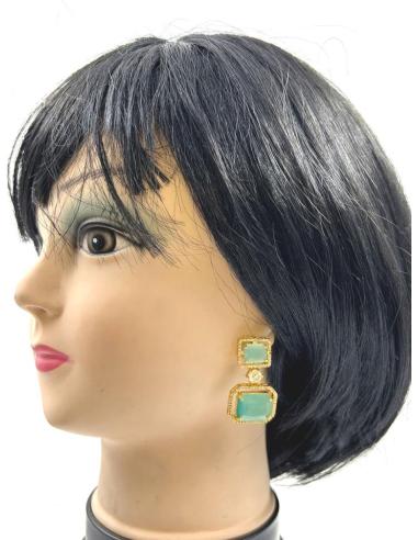 PENDIENTES LARGOS BODA VERDES AGUA JOYERIA ART DECO CON CIRCONITA