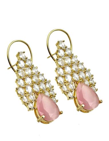 PENDIENTES BODA LARGOS ROSAS Y CIRCONITA ESPECIAL MADRINAS