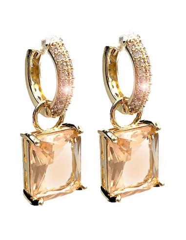 PENDIENTES LARGOS DORADOS CON ARO ELEGANTE CON CIRCONITAS