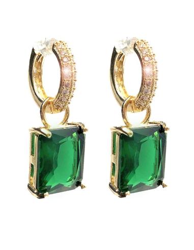 PENDIENTES LARGOS VERDES CON ARO ELEGANTE CON CIRCONITAS