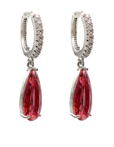 PENDIENTES MUJER ROSAS Y PLATEADOS BONITA LAGRIMA Y ARO CIRCONITAS