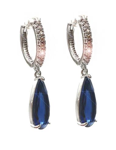 PENDIENTES AZULES MARINO PARA MUJER CON AROS PLATEADOS