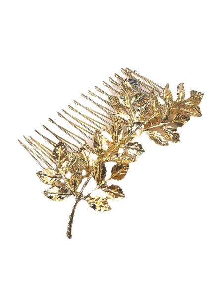 PEINETAS PARA BODAS Y FIESTA CON ELEGANTES HOJITAS DORADAS