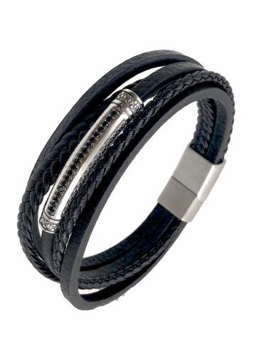 PULSERAS CUERO PARA HOMBRE JUEGO DE CINCO TIRAS FINAS