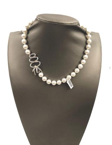 COLLARES DE PERLAS MUJER CON LAZO ELEGANTE DE CIRCONITAS PARA BODAS