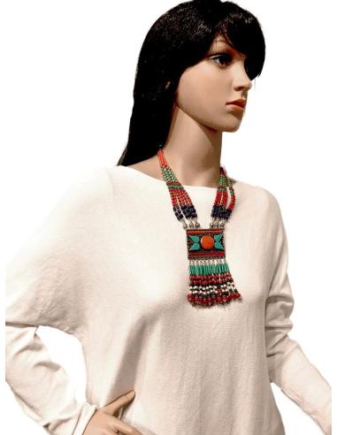 COLLARES MUJER DE PLATA CON MEDALLON ANTIGUO Y PIEDRAS SEMIPRECIOSAS