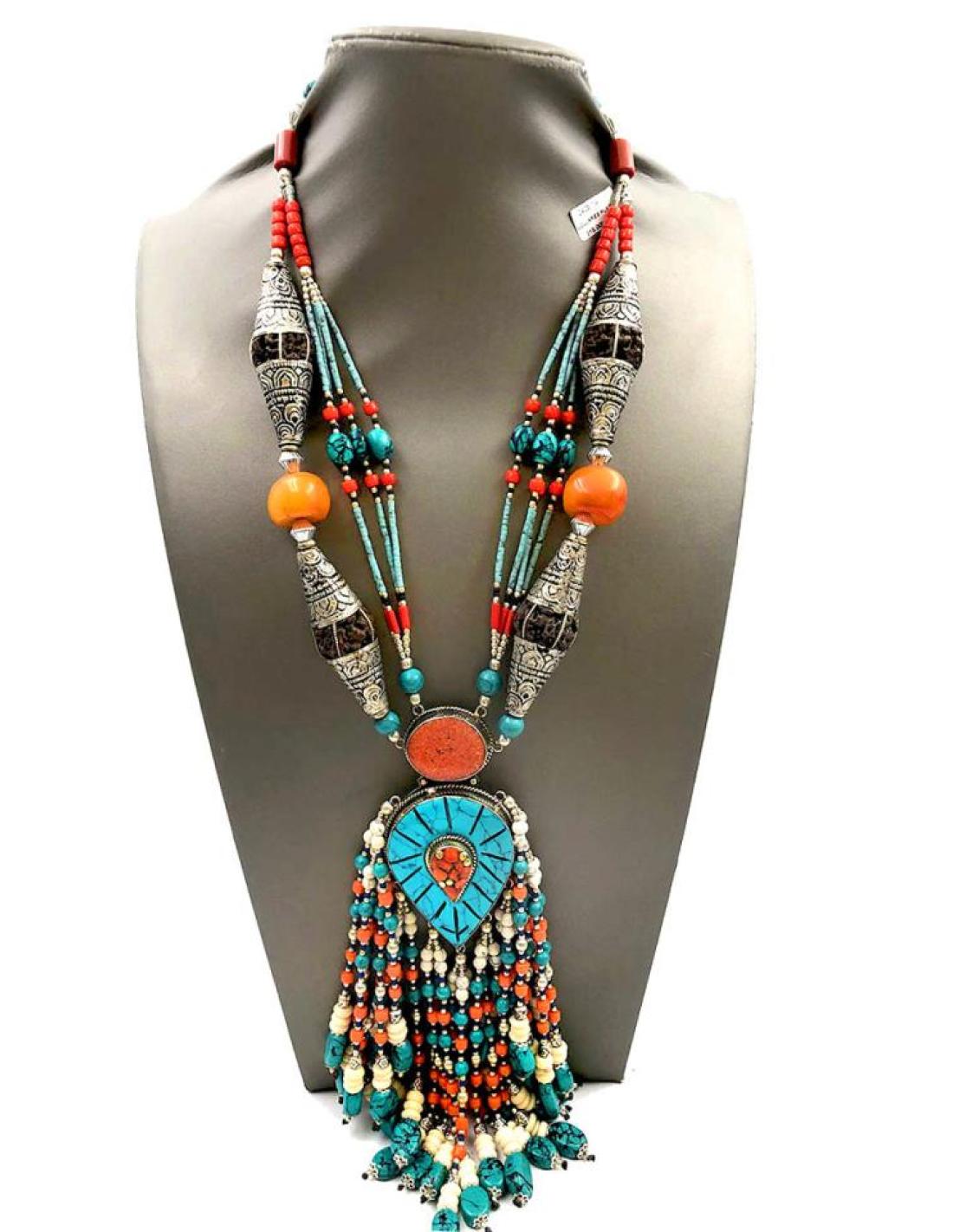 Collier Gargantilla Boho Argenté – Pièces Et Turquoise, Style Ethnique