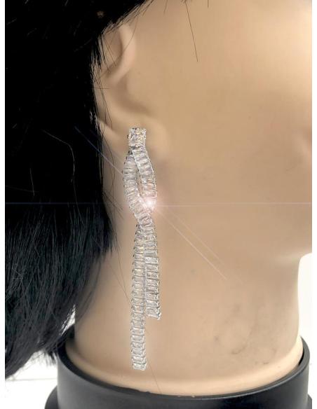 PENDIENTES LARGOS PLATEADOS MUJER MUY ELEGANTES ESPECIAL BODAS