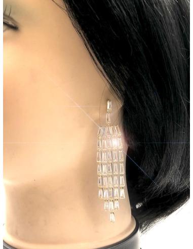 PENDIENTES LARGOS DORADOS PARA BODAS DE NOCHE Y EVENTOS