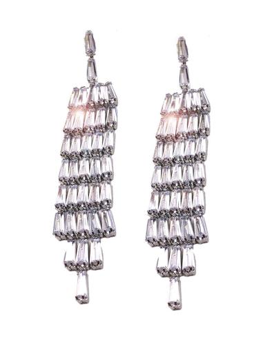 PENDIENTES LARGOS PLATEADOS PARA BODAS DE NOCHE Y EVENTOS