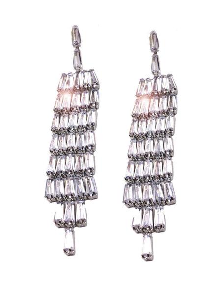 PENDIENTES LARGOS PLATEADOS PARA BODAS DE NOCHE Y EVENTOS