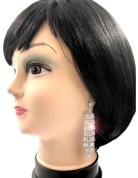 PENDIENTES LARGOS PLATEADOS PARA BODAS DE NOCHE Y EVENTOS