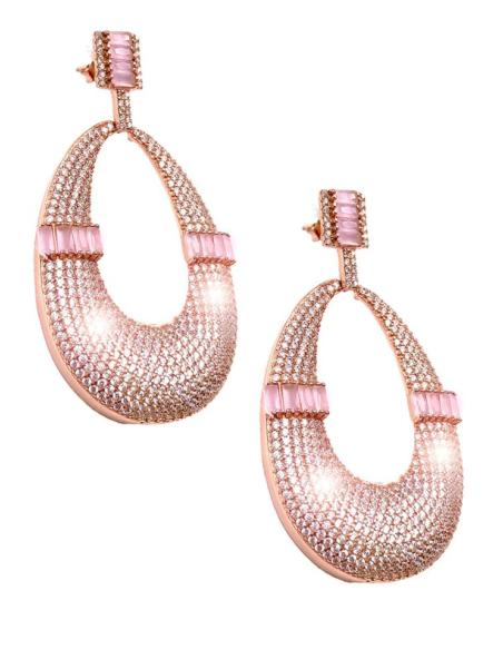 PENDIENTES PLATA ROSADA LARGOS PARA MUJER ESPECIAL BODAS DE NOCHE