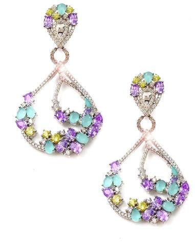PENDIENTES PLATA LARGOS PARA NOVIAS DISEÑO ROMANTICO ESPECIAL BODAS